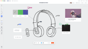 Screenshot of Milanote user interface with hand drawn headphones | Milanote review | Moose Anchors